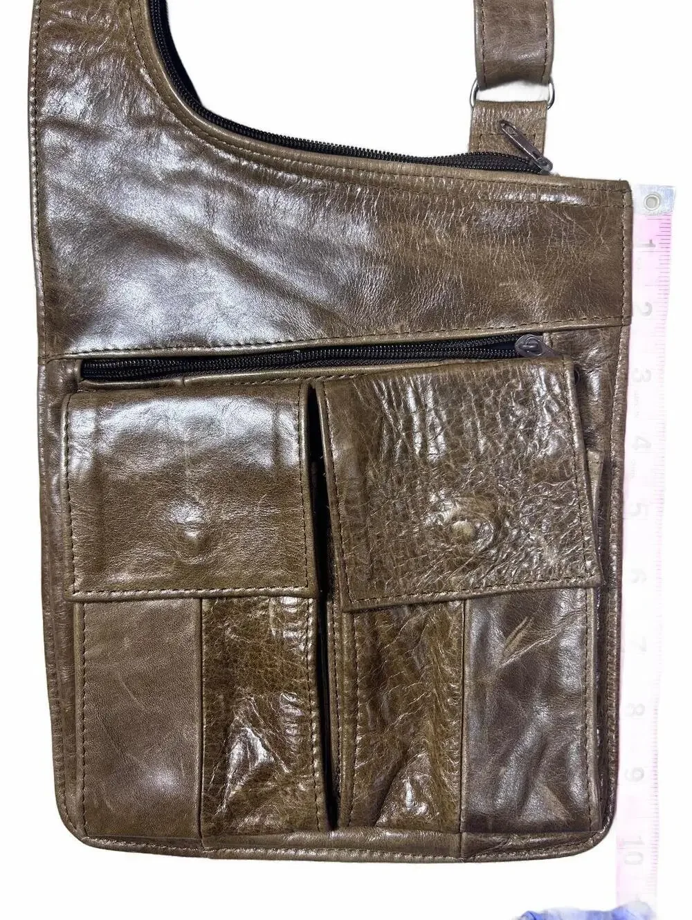 Vintage Handcrafted Mexico Brown Genuine Leather Hobo Shoulder Bag Purse